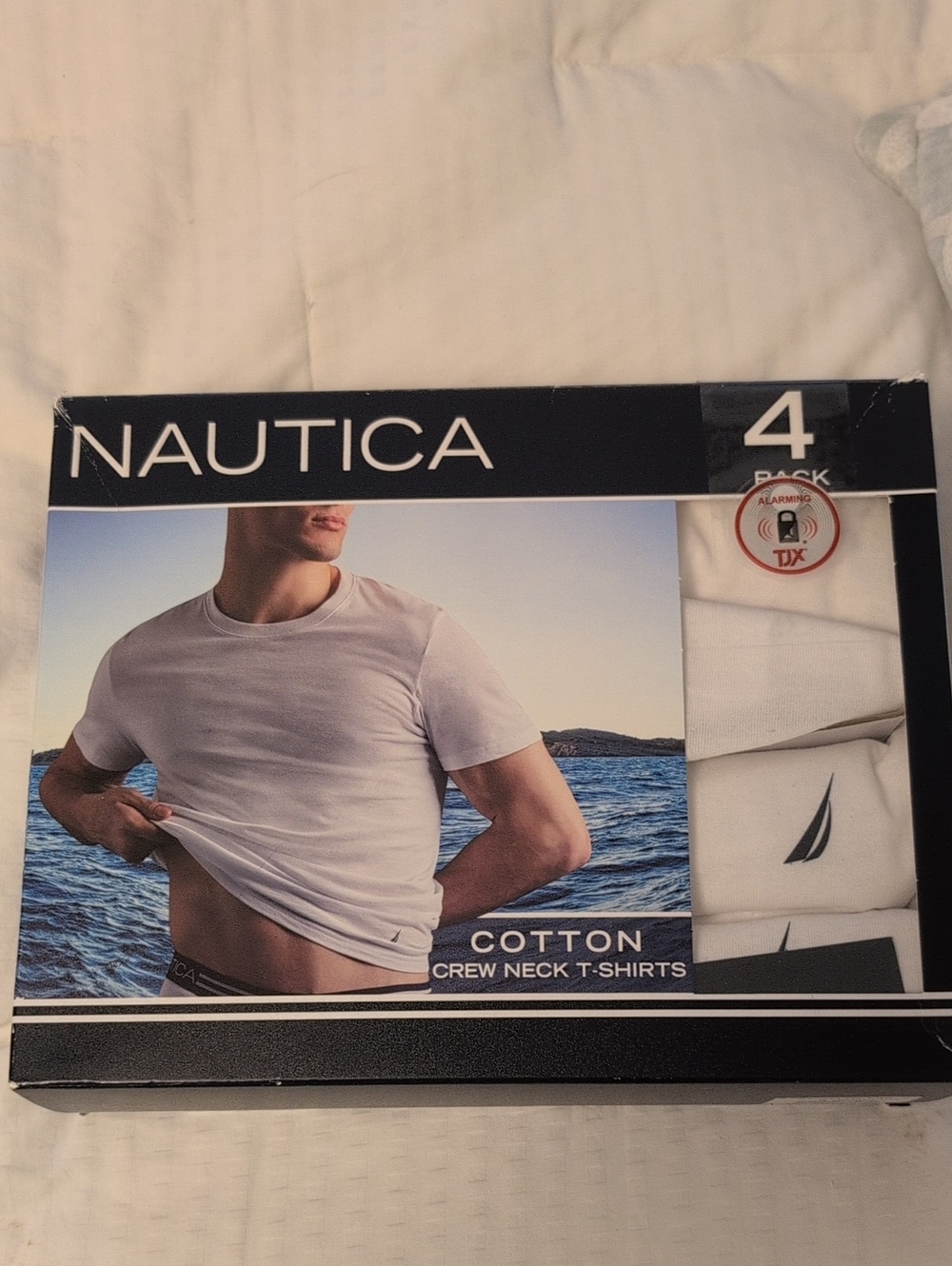 Nautica Men’s White Cotton Crew Neck T-Shirt - 4 Pack Medium